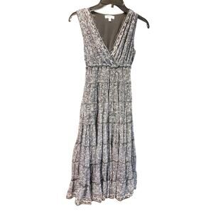 Max Studio XS Boho Floral Tiered Maxi Dress Ruffle Cottagecore Y2K